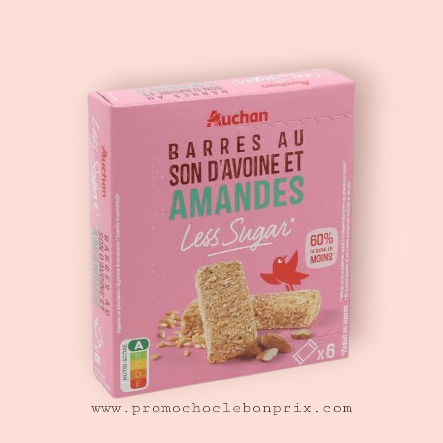 1000044202.png AUCHAN SANS SUCRE BARRE DE SON D'AVOINE AMANDES – Image 1