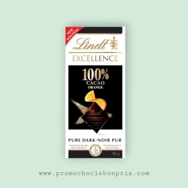 LINDT EXCELLENCE CHOCOLAT NOIR 100% MIT ORANGE