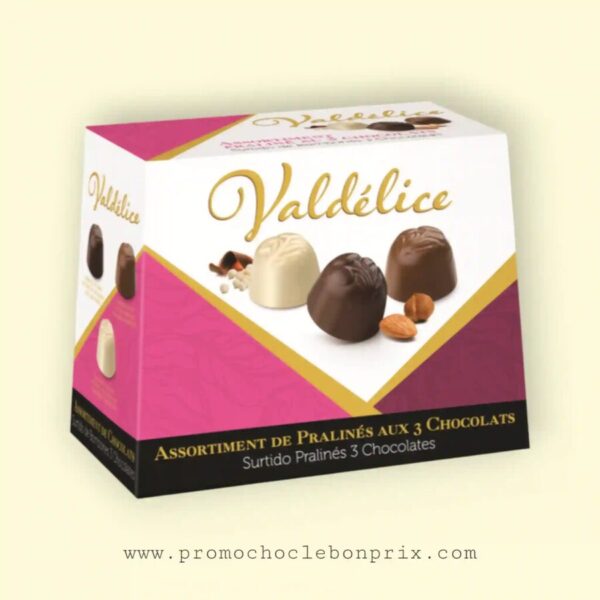 VALDELICE CHOCOLAT AU LAIT PRALINÉ COFFRET 3 CHOCOLAT